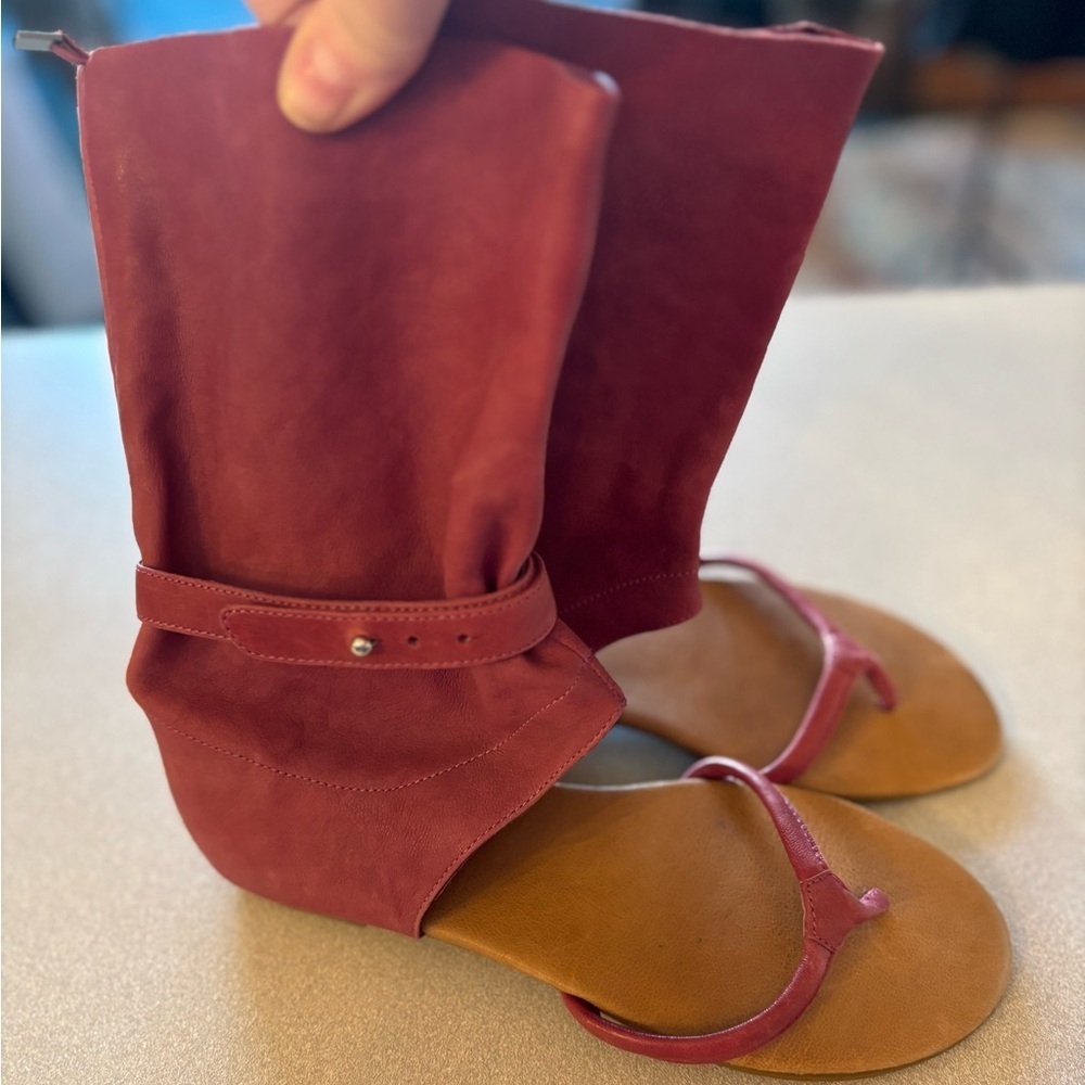 Rudsak Women's Burgundy Red Slouch Gladiator Boot Sandals